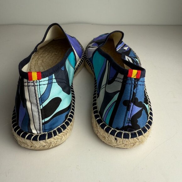 Respoke Pucci Espadrilles NATALIA Blue Classic Silk Scarf Made in Spain EU 40 - Picture 5 of 11